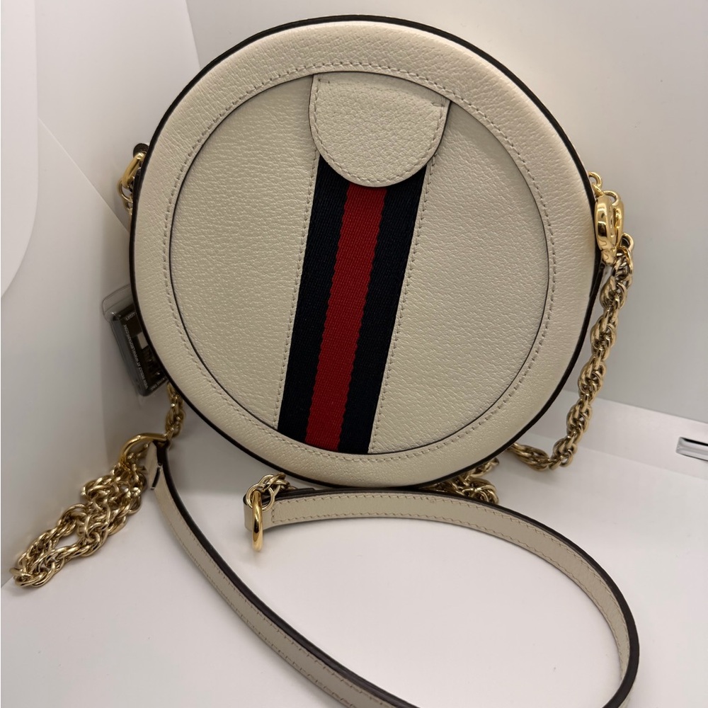 Authentic Gucci Ophidia Cream and Black Round Crossbody Bag - Picture 2 of 5